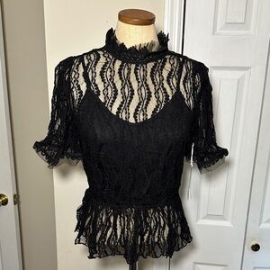 Chic Black Lace Blouse